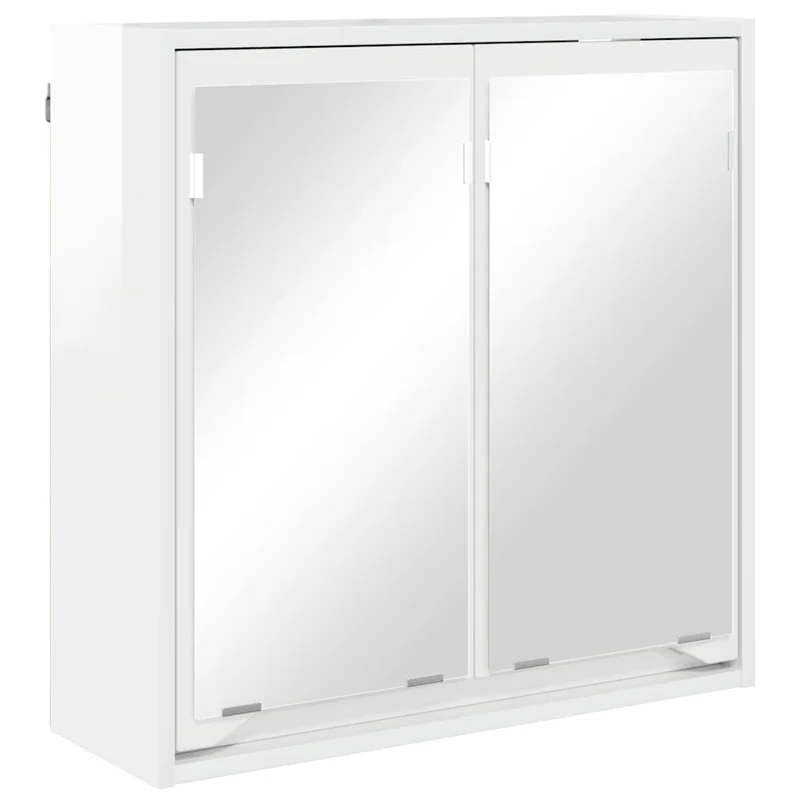 Armoire miroir moderne petite salle de bain 60 x 20 x 60 cm grande capacité en bois d'ingénierie blanc brillant 02_0054585