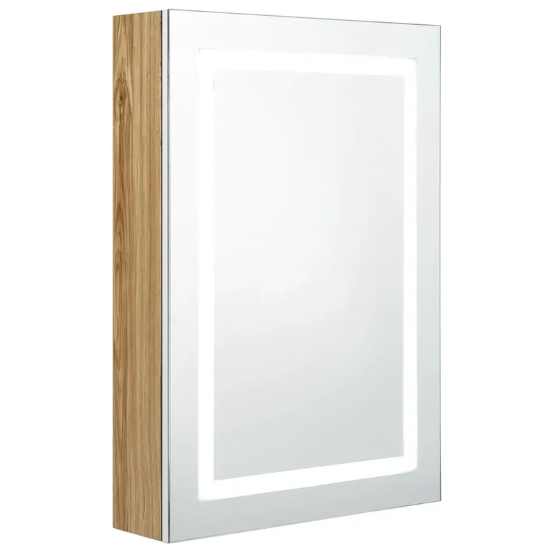 Armoire murale à miroir LED pour salle de bain 50 x 13 x 70 cm avec 3 étagères design contemporain en MDF blanc 02_0046742