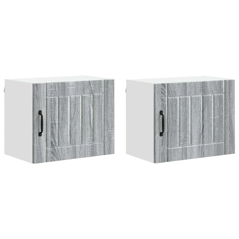 Lot de 2 armoires murales de cuisine modernes avec rangement pratique 50 x 31 x 40 cm en bois gris sonoma 02_0053936