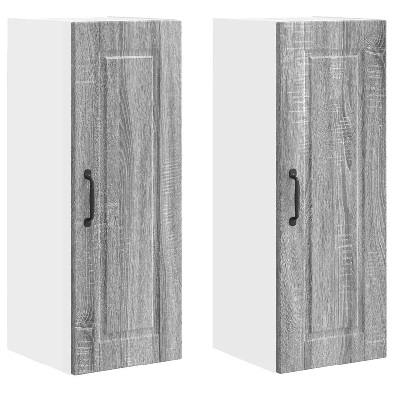 Lot de 2 armoires de cuisine murales modernes avec rangements pratiques 30 x 31 x 80 cm en bois d'ingénierie gris sonoma 02_0054362