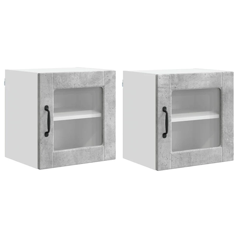 Lot de 2 armoires murales de cuisine pratiques 40 x 31 x 40 cm en bois d'ingénierie gris béton 02_0054188