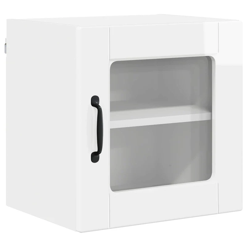 Armoire de cuisine murale moderne avec étagère 40 x 31 x 40 cm en bois d'ingénierie blanc brillant 02_0054189
