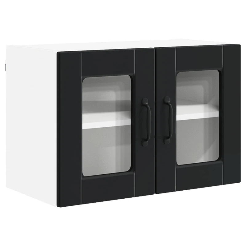 Armoire de cuisine murale moderne avec 2 étagères 60 x 31 x 40 cm en bois d'ingénierie noir 02_0054311