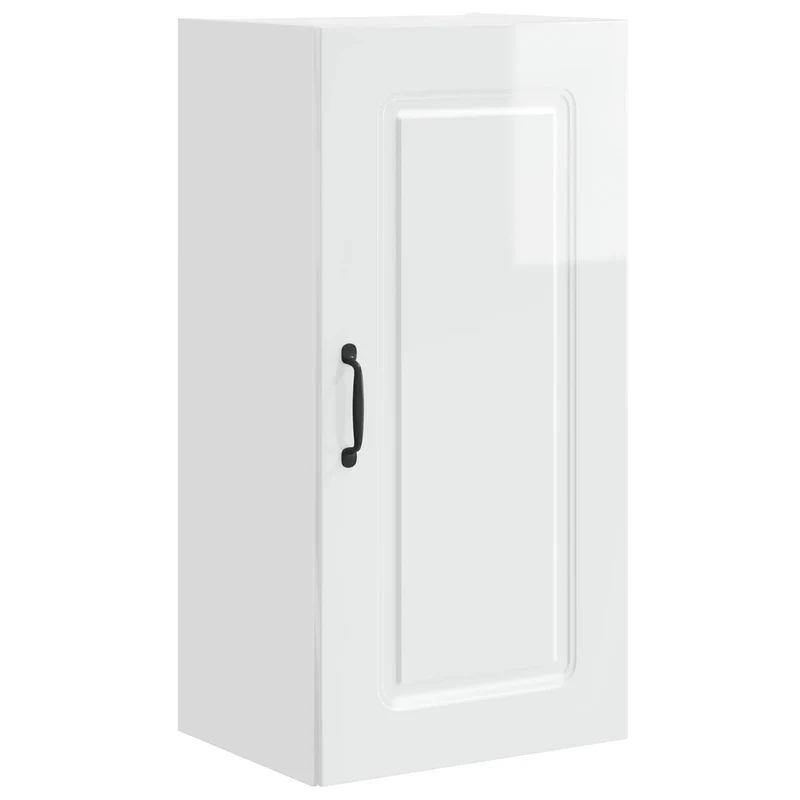 Armoire de cuisine rectangulaire moderne espace de rangement 40 x 31 x 80 cm en bois d'ingénierie blanc brillant 02_0053707