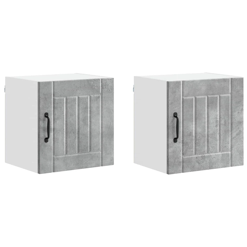 Lot de 2 armoires de cuisine modernes rangements fonctionnels 40 x 31 x 40 cm en bois d'ingénierie gris béton 02_0053910
