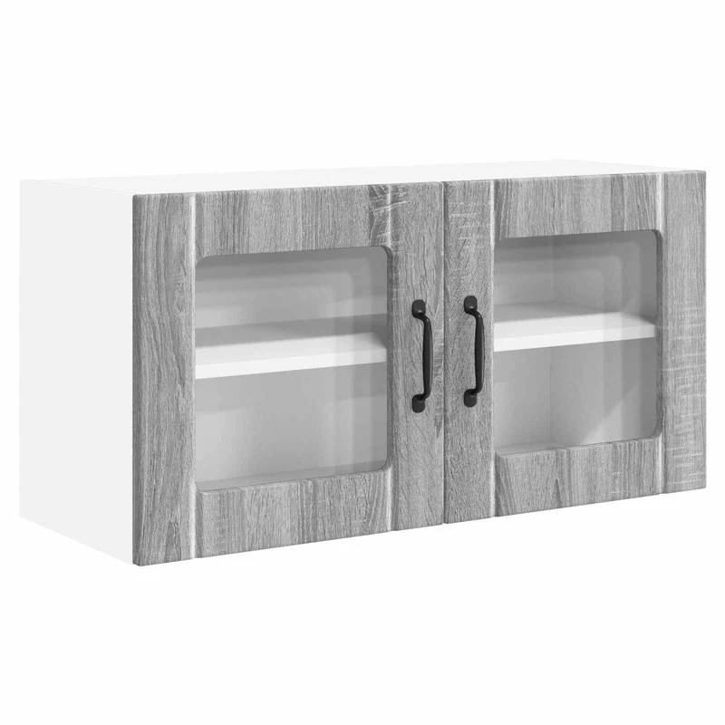 Armoire de cuisine murale moderne avec étagères spacieuses 80 x 31 x 40 cm en bois d'ingénierie gris sonoma 02_0054295