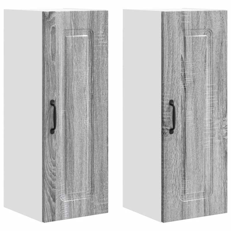 Lot de 2 armoires murales de cuisine pratiques design moderne 30 x 31 x 80 cm en bois d'ingénierie gris sonoma 02_0053696