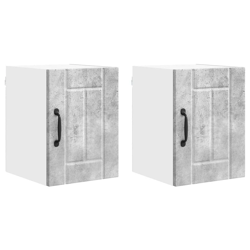 Lot de 2 armoires murales de cuisine modernes fonctionnelles rangement pratique 30 x 31 x 40 cm en bois d'ingénierie gris béton 02_0053890