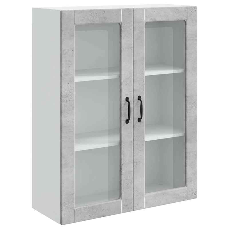 Armoire de cuisine rectangulaire moderne grand espace de rangement 80 x 31 x 100 cm en bois d'ingénierie gris béton 02_0053836