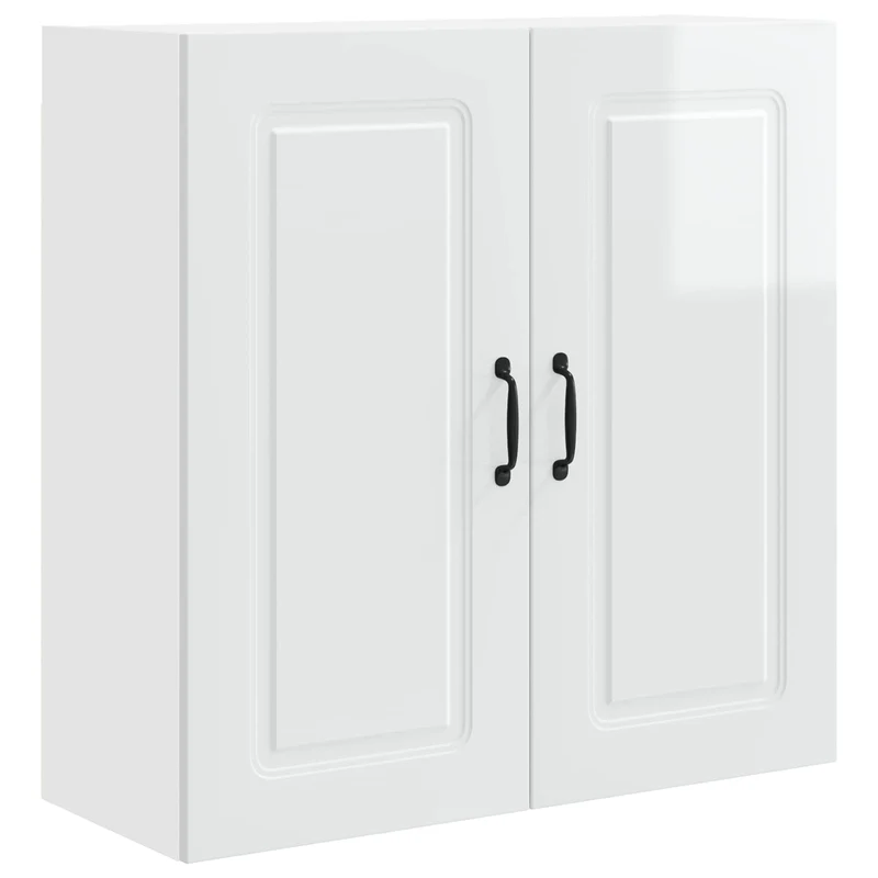 Armoire de cuisine rectangulaire moderne grand espace de rangement 80 x 31 x 80 cm en bois d'ingénierie blanc brillant 02_0053737