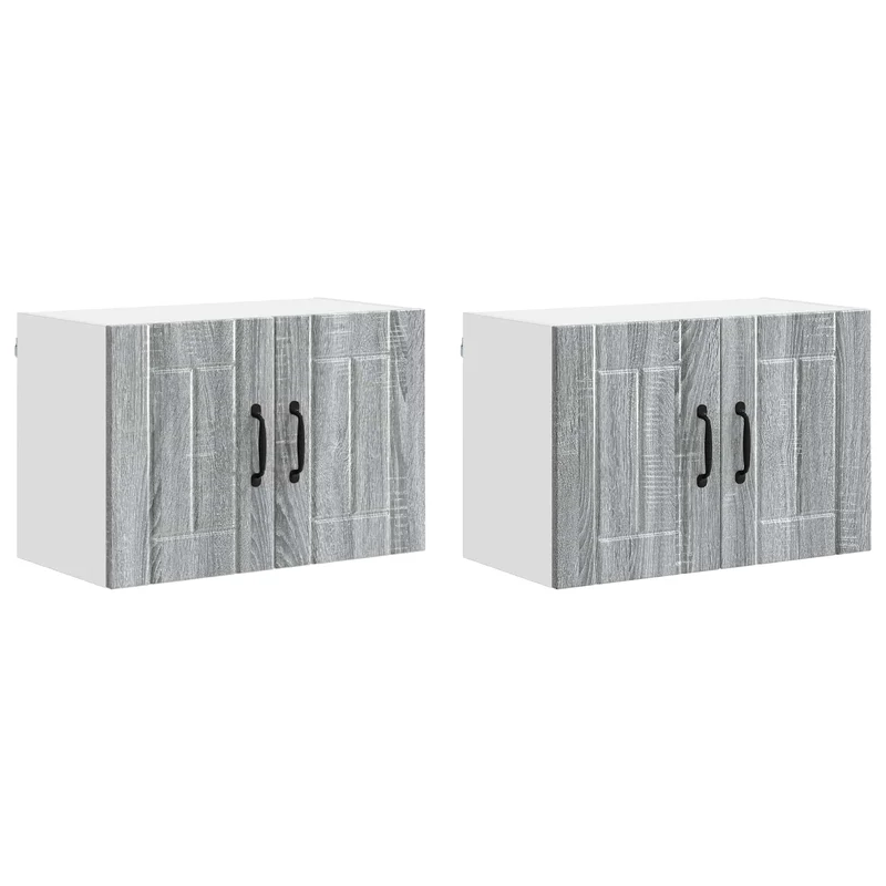 Lot de 2 armoires murales de cuisine rangement pratique 60 x 31 x 40 cm en bois d'ingénierie gris sonoma 02_0053949