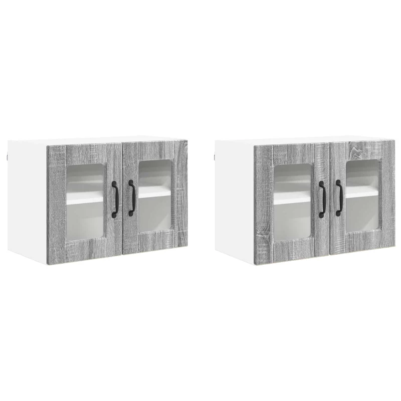 Lot de 2 armoires de cuisine modernes avec étagères gain de place 60 x 31 x 40 cm en bois d'ingénierie gris sonoma 02_0054322