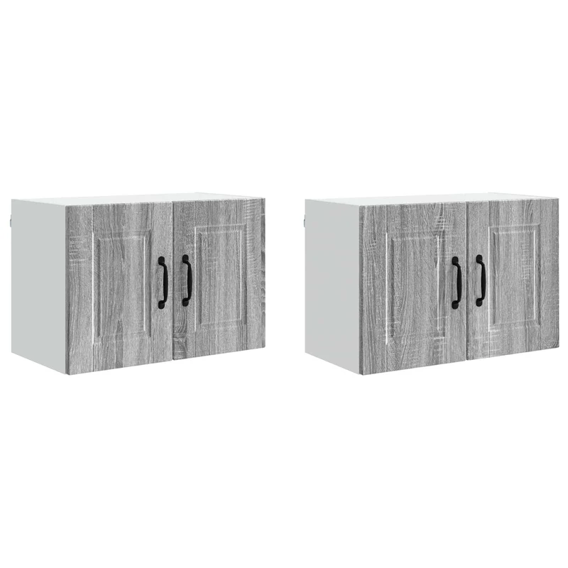 Lot de 2 armoires de cuisine murales modernes rangement efficace 60 x 31 x 40 cm en bois d'ingénierie gris sonoma 02_0054273