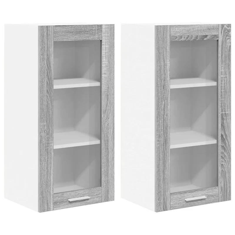 Lot de 2 armoires suspendues modernes avec porte 40 x 31 x 80 cm grand espace de rangement en bois d'ingénierie gris sonoma 02_0053348
