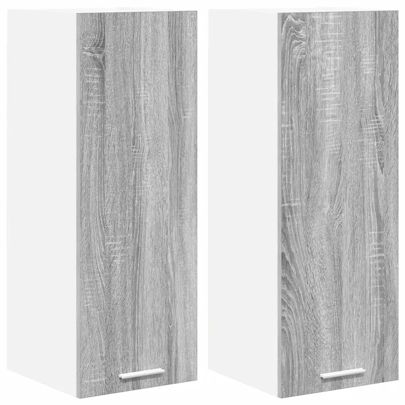 Lot de 2 armoires suspendues modernes avec grand espace de rangement 30 x 31 x 80 cm en bois d'ingénierie gris 02_0053292