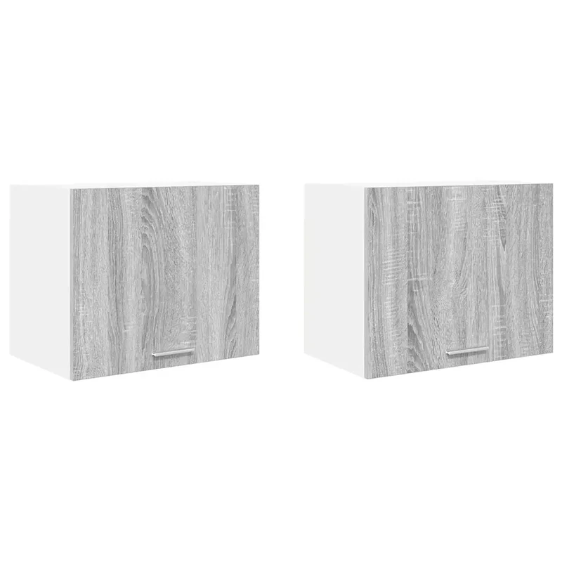 Lot de 2 armoires suspendues modernes rectangulaires 50 x 31 x 40 cm avec grand espace de stockage en bois d'ingénierie gris 02_0053204