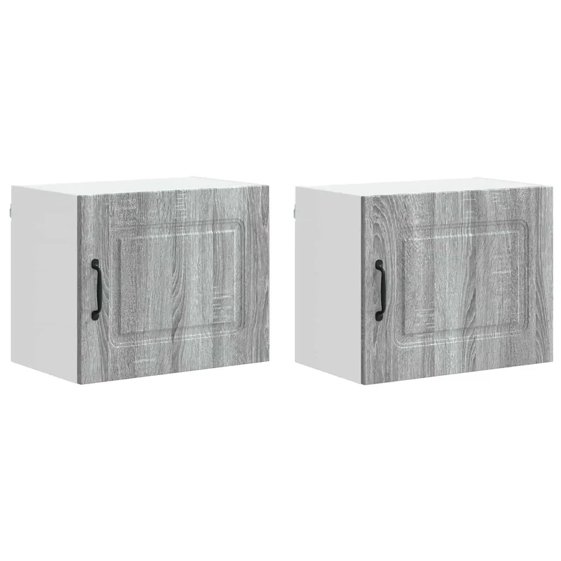 Lot de 2 armoires de cuisine rectangulaires moderne 50 x 31 x 40 cm en bois d'ingénierie gris sonoma 02_0053586