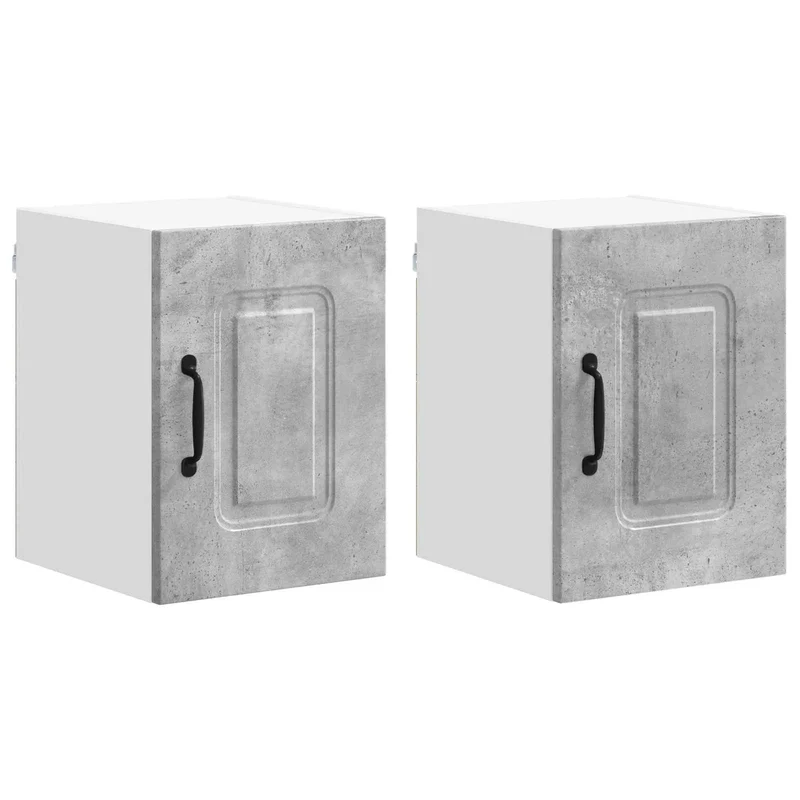Lot de 2 armoires murales de cuisine design moderne espace de rangement 30 x 31 x 40 cm en bois d'ingénierie gris béton 02_0053540