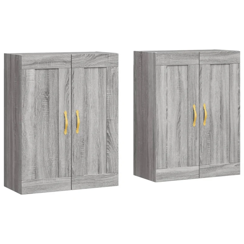 Lot de 2 armoires murales pratiques rangement suspendu 69,5 x 34 x 90 cm en bois d'ingénierie sonoma gris 02_0055501