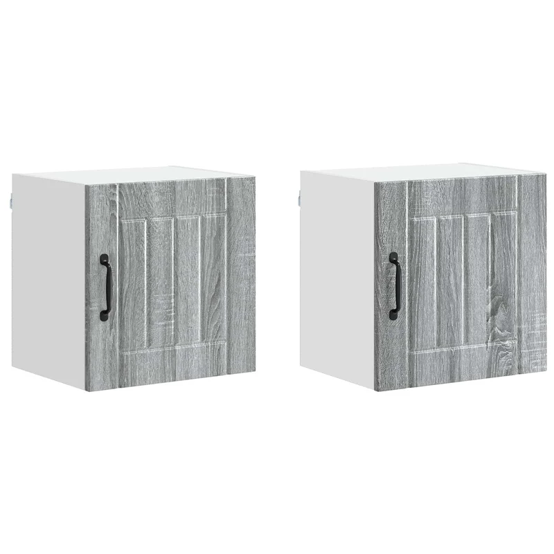 Lot de 2 armoires murales de cuisine modernes fonctionnelles 40 x 31 x 40 cm en bois d'ingénierie gris sonoma 02_0053916