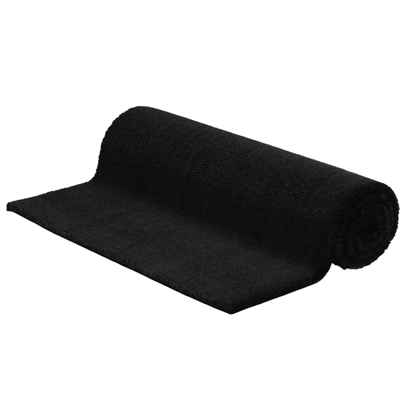 Tapis de porte touffeté intérieur extérieur 100 x 200 cm avec support antidérapant moderne en fibre de coco noir 02_0046166