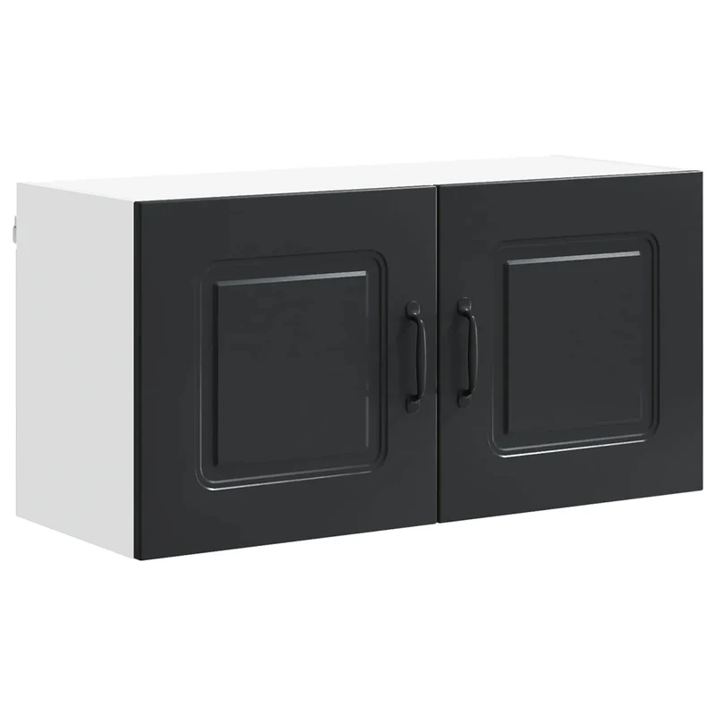 Armoire de cuisine rectangulaire moderne avec grand espace de stockage 80 x 31 x 40 cm en bois d'ingénierie noir 02_0053614