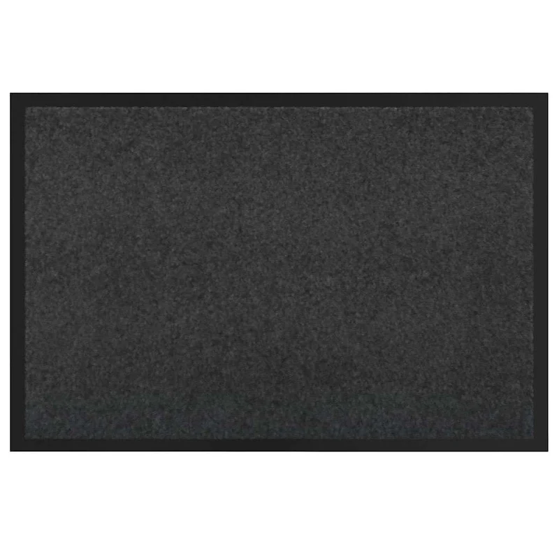 Tapis de porte rectangulaire antidérapant moderne 60 x 40 x 1.2 cm en tissu teddy anthracite 02_0058995