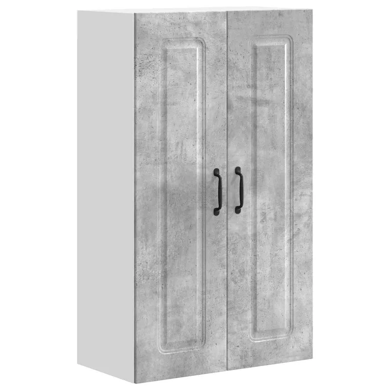 Armoire murale de cuisine moderne 60 x 31 x 100 cm grand espace de rangement style épuré en bois gris béton 02_0053816
