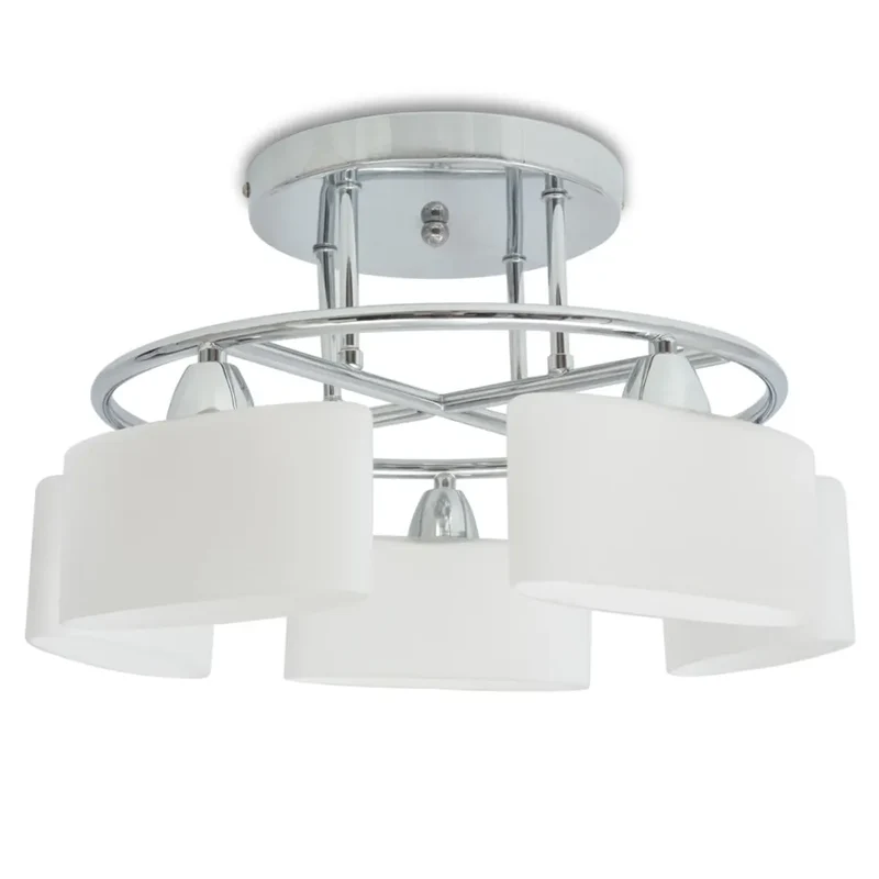 Plafonnier moderne design avec 5 globes ellipsoïdes salon 42,5 x 25 cm en métal noir 02_0045965