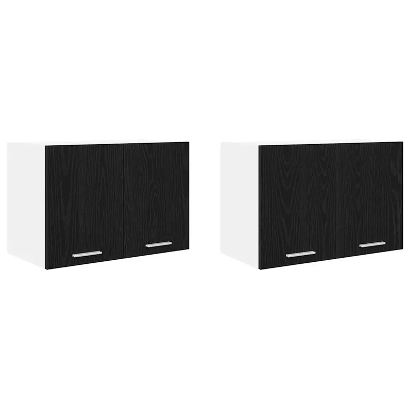 Lot de 2 armoires suspendues modernes grand espace de rangement 60 x 31 x 40 cm en bois d'ingénierie noir 02_0053212