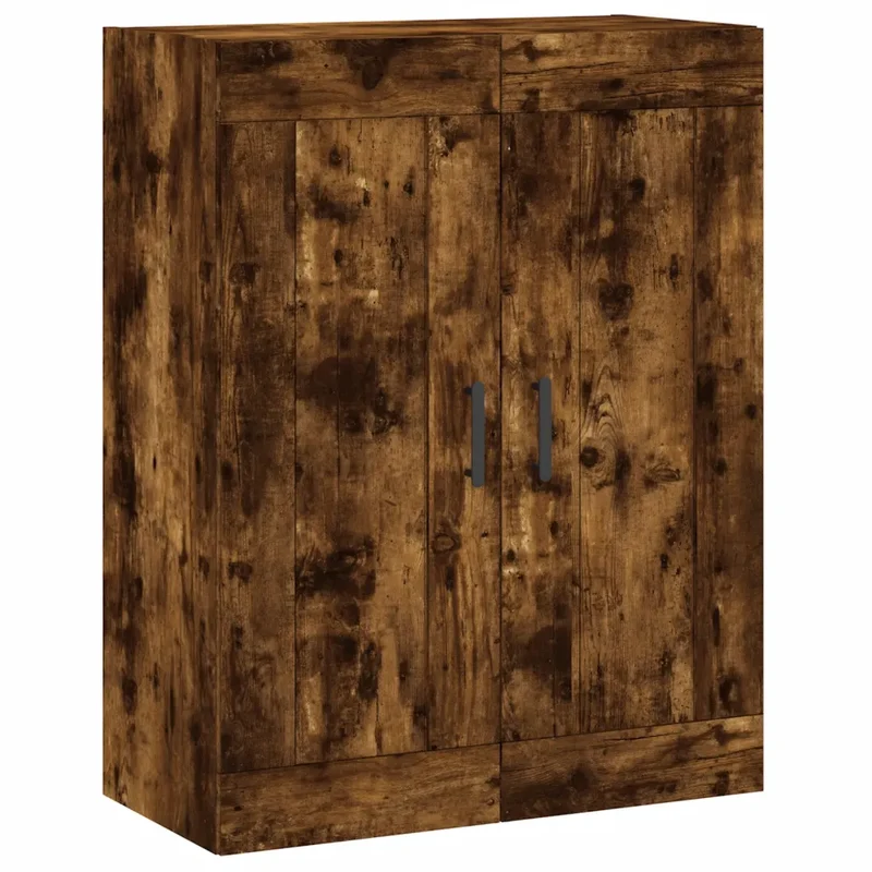 Armoire murale en bois d'ingénierie chêne fumé 69,5 x 34 x 90 cm 3 compartiments design élégant 02_0048921
