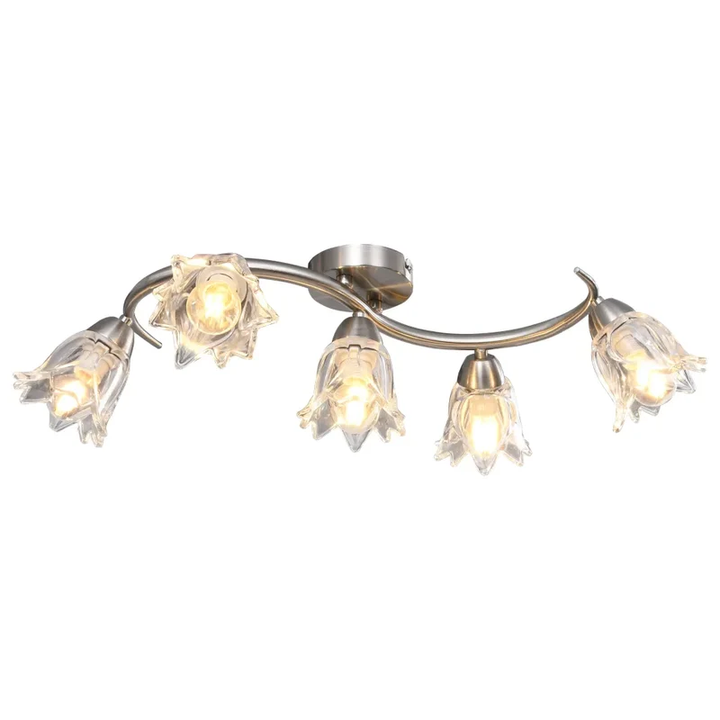 Plafonnier contemporain avec abat-jour tulipe 64 x 36 x 17 cm style élégant salon en acier chromé transparent 02_0046495