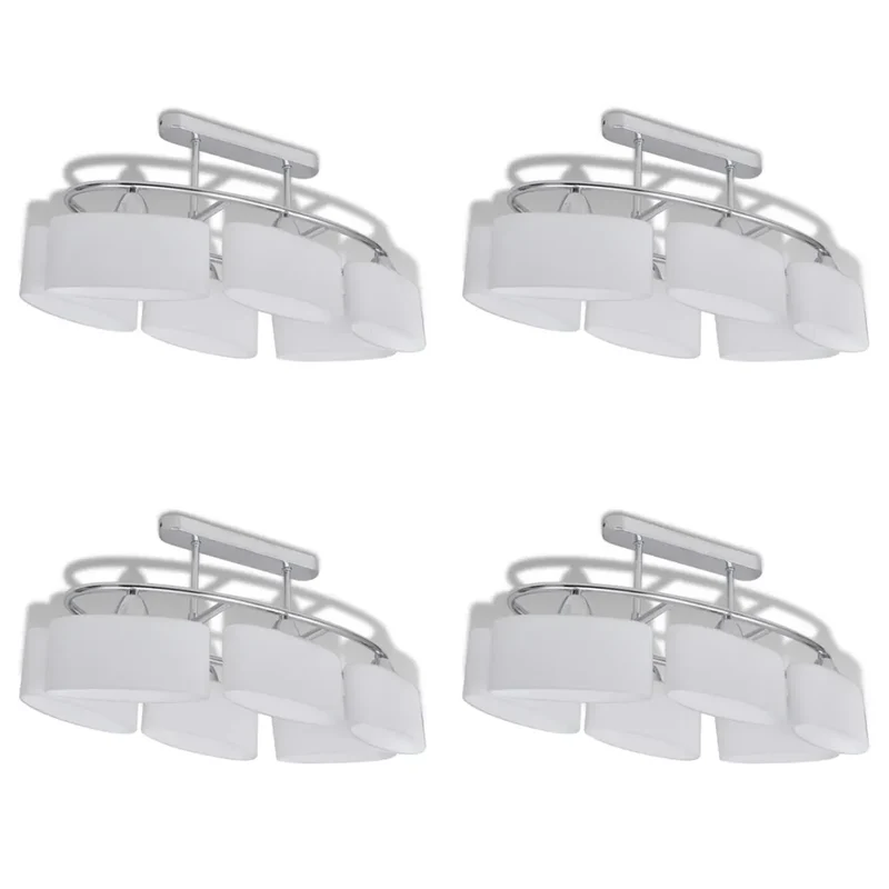 Lot de 4 plafonniers modernes ellipsoïdes style contemporain 550 x 250 x 275 mm en métal chromé 02_0046390