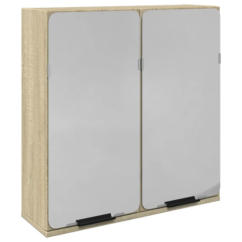 Armoire de salle de bain murale miroir 64,5 x 20 x 66,5 cm grand espace de rangement design chêne sonoma 02_0049706