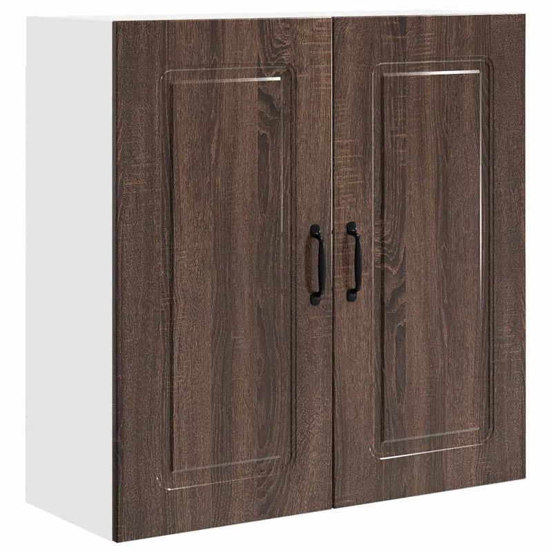 Armoire de cuisine rectangulaire design moderne 80 x 31 x 80 cm grand espace de stockage en bois d'ingénierie chêne brun 02_0053740