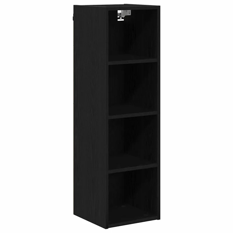 Armoire suspendue moderne grand espace de rangement 30 x 29,5 x 100 cm en bois d'ingénierie noir 02_0053498