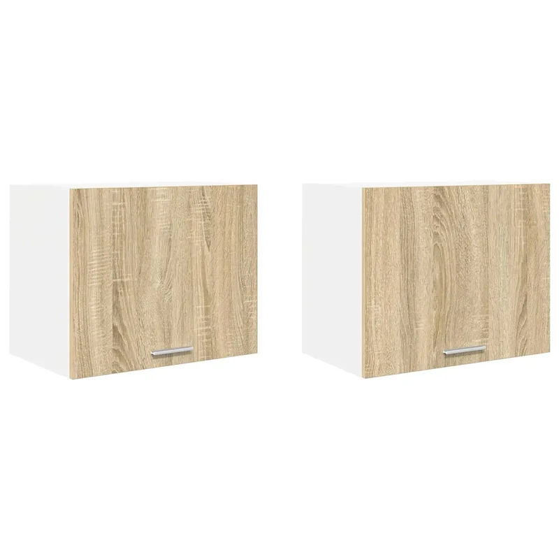 Lot de 2 armoires suspendues modernes avec large capacité de rangement 50 x 31 x 40 cm en bois d'ingénierie blanc 02_0053198