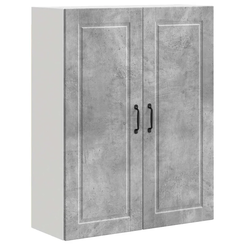 Armoire de cuisine moderne avec étagères pratiques 80 x 31 x 100 cm en bois d'ingénierie gris béton 02_0054487