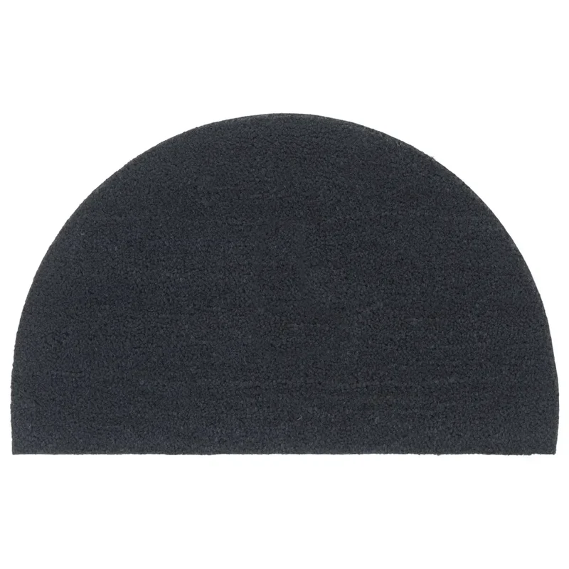Tapis de porte demi-rond 50 x 80 cm facile à nettoyer antidérapant extérieur entrée en fibre de coco gris foncé 02_0046171