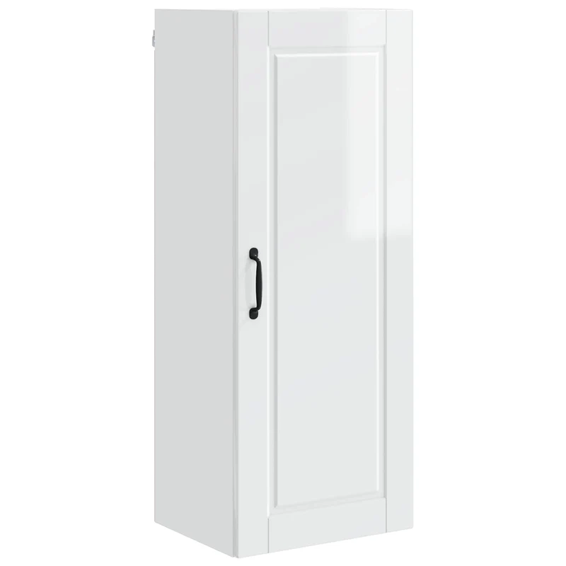 Armoire de cuisine murale moderne avec étagères 40 x 31 x 100 cm rangement efficace en bois d'ingénierie blanc brillant 02_0054459