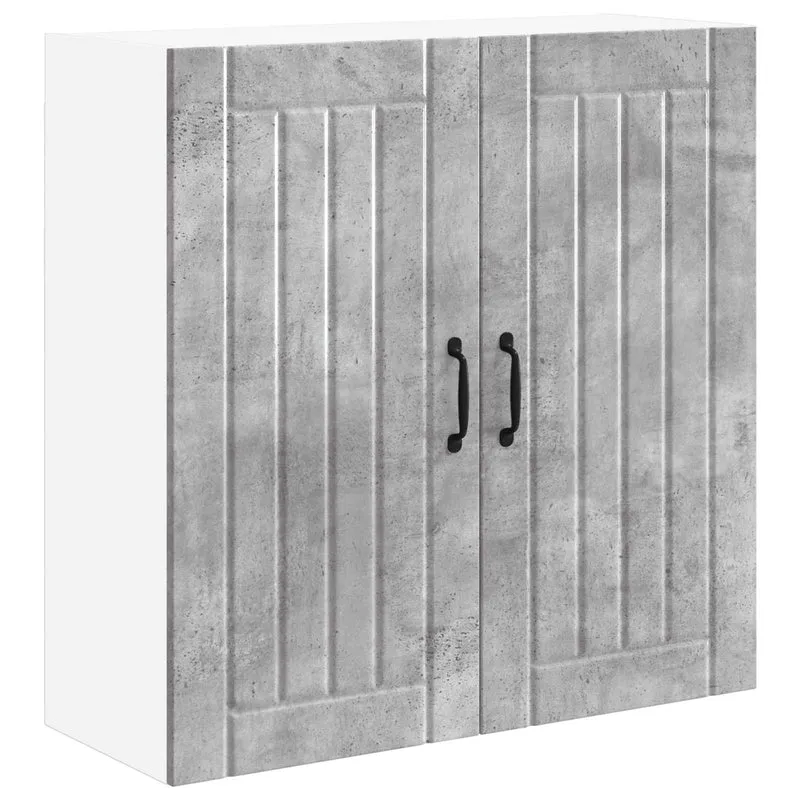 Armoire de cuisine rectangulaire moderne rangement pratique 80 x 31 x 80 cm en bois d'ingénierie gris béton 02_0054075