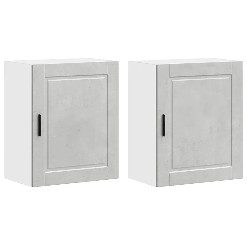 Lot de 2 armoires murales de cuisine 50 x 31 x 60 cm rangement pratique design épuré en bois d'ingénierie gris béton 02_0050351