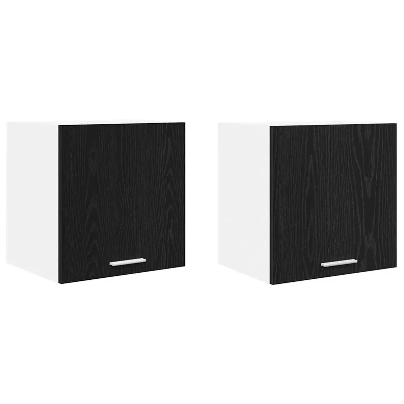 Lot de 2 armoires suspendues modernes avec grand espace de rangement 40 x 31 x 40 cm en bois d'ingénierie noir 02_0053180