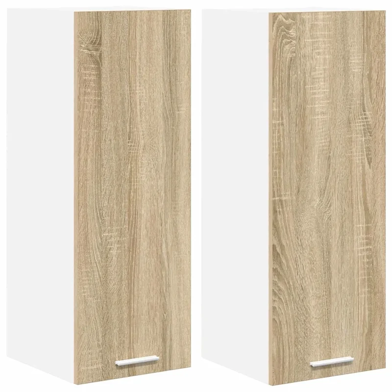 Lot de 2 armoires suspendues modernes avec grand espace de rangement 30 x 31 x 80 cm en bois d'ingénierie blanc 02_0053286