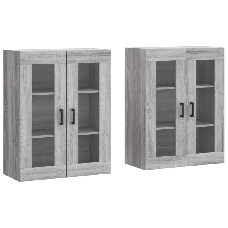 Lot de 2 armoires murales design pratique rangement 69,5 x 34 x 90 cm en bois d'ingénierie sonoma gris 02_0055433