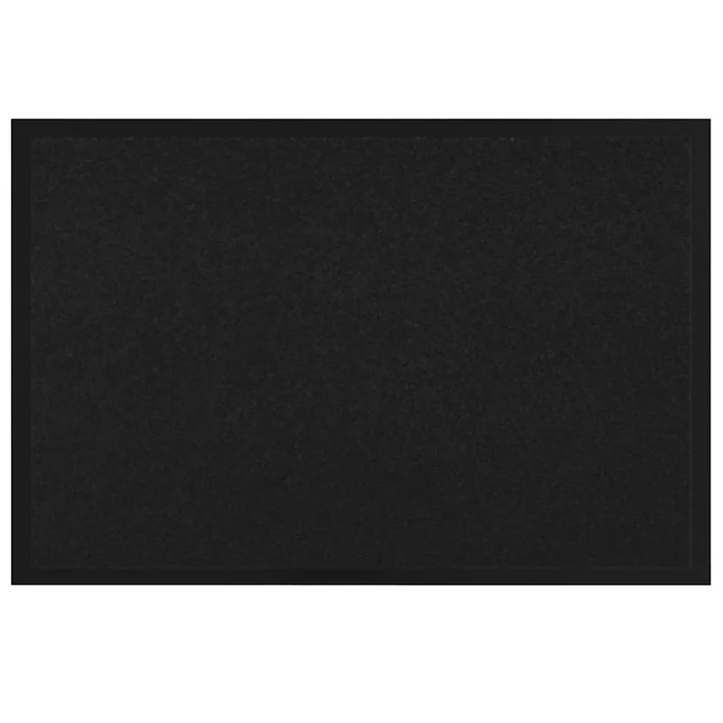 Tapis de porte rectangulaire antidérapant confortable 60 x 40 x 1.2 cm en tissu teddy noir 02_0058998