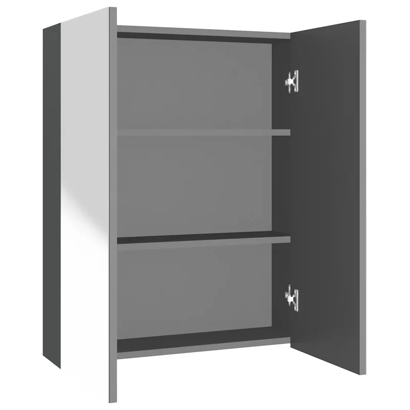 Armoire à miroir murale contemporaine 60 x 15 x 75 cm avec 3 compartiments en MDF anthracite 02_0046793