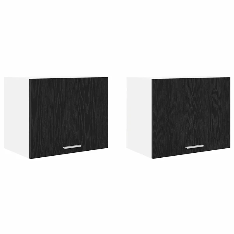 Lot de 2 armoires suspendues modernes design épuré 50 x 31 x 40 cm espace rangement intérieur en bois d'ingénierie noir 02_0053196