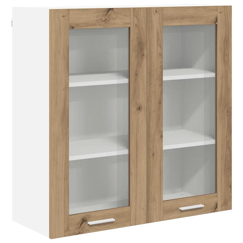 Armoire suspendue moderne avec grand rangement 80 x 31 x 80 cm en bois d'ingénierie chêne artisanal 02_0053368