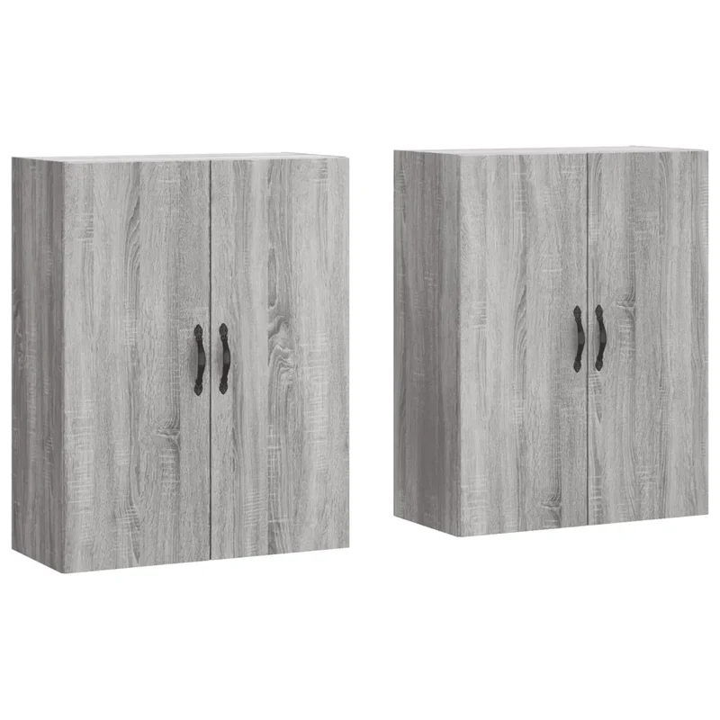 Lot de 2 armoires murales pratiques rangement grande capacité 69,5 x 34 x 90 cm en bois d'ingénierie sonoma gris 02_0055398